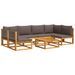 Salon de jardin avec coussins 7 pcs bois massif d'acacia - Photo n°2