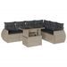 Salon de jardin avec coussins 7 pcs gris clair résine tressée - Photo n°1
