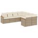 Salon de jardin avec coussins 8 pcs beige résine tressée - Photo n°1