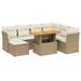 Salon de jardin avec coussins 8 pcs beige résine tressée - Photo n°1