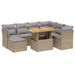 Salon de jardin avec coussins 8 pcs beige résine tressée - Photo n°1