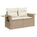 Salon de jardin avec coussins 8 pcs beige résine tressée acacia - Photo n°5