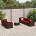 Salon de jardin avec coussins 8 pcs marron résine tressée - Photo n°1