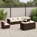 Salon de jardin avec coussins 8 pcs marron résine tressée - Photo n°1