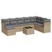 Salon de jardin avec coussins 9 pcs beige résine tressée - Photo n°1