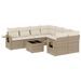 Salon de jardin avec coussins 9 pcs beige résine tressée - Photo n°1