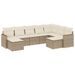 Salon de jardin avec coussins 9 pcs beige résine tressée - Photo n°1