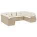 Salon de jardin avec coussins 9 pcs beige résine tressée - Photo n°1