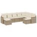 Salon de jardin avec coussins 9 pcs beige résine tressée - Photo n°1