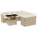 Salon de jardin avec coussins 9 pcs beige résine tressée - Photo n°1