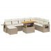 Salon de jardin avec coussins 9 pcs beige résine tressée - Photo n°1