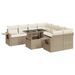 Salon de jardin avec coussins 9 pcs beige résine tressée - Photo n°1