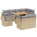 Salon de jardin avec coussins 9 pcs beige résine tressée - Photo n°1