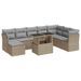 Salon de jardin avec coussins 9 pcs beige résine tressée - Photo n°1