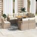 Salon de jardin avec coussins 9 pcs beige résine tressée acacia - Photo n°1