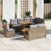 Salon de jardin avec coussins 9 pcs beige résine tressée acacia - Photo n°1