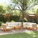 Salon de jardin avec coussins 9 pcs bois massif d'acacia - Photo n°1