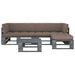 Salon de jardin palette 4pcs avec coussins Pin imprégné de gris 9 - Photo n°1