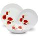 Service de Table 18 pieces en porcelaine Coquelicot rouge et blanc - Photo n°1