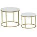 Set de 2 tables basses effet marbre blanc et métal doré Artik - Photo n°1