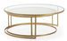 Set de 2 tables basses rondes verre transparent rotin naturel et métal doré D 120/D 100 cm - Photo n°3