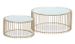 Set de 2 tables basses verre blanc et pieds métal doré Vret D85/D 60 cm - Photo n°1