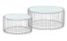 Set de 2 tables basses verre blanc et pieds métal gris Vret D 85/D 60 cm - Photo n°1