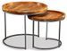 Set de 2 tables gigognes manguier foncé et pieds métal Sebla - Photo n°3