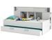 Lit gigogne enfant contemporain blanc perle + tete de lit étageres intégrées - l 90 x L 200 cm - Photo n°1