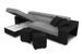 Canapé d'angle convertible angle gauche et 2 poufs simili noir et microfibre gris Cadiac 264 cm - Photo n°9