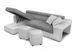 Canapé d'angle convertible angle gauche et 2 poufs simili blanc et microfibre gris clair Cadiac 264 cm - Photo n°8