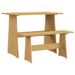 Table à manger avec banc Marron miel Bois de pin solide - Photo n°1