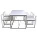 Table à manger et 4 chaises bois et métal blanc Katy - Photo n°1
