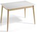 Table à manger extensible blanc mat et bois de chêne Lukan 120 à 160 cm - Photo n°1