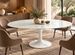 Table à manger ovale KAMANTY 160 × 110 cm – Plateau en verre trempé blanc et piètement en acier laqué – Design italien - Photo n°1