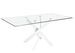 Table à manger rectangulaire design Princia - Plateau en verre transparent et pied en acier blanc - Photo n°1