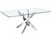 Table à manger rectangulaire design Princia - Plateau en verre transparent et pied en acier chromé - Photo n°1