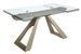 Table à manger rectangulaire extensible Balina 160/240 cm - Plateau en verre trempé et pieds acier marron clair - Photo n°1
