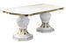 Table à manger rectangulaire extensible bois vernis laqué brillant blanc et doré Lesly 185 à 230 cm - Photo n°1
