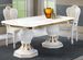 Table à manger rectangulaire extensible bois vernis laqué brillant blanc et doré Lesly 185 à 230 cm - Photo n°2