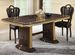 Table à manger rectangulaire extensible bois vernis laqué brillant marron et doré Vinza 185 à 230 cm - Photo n°2