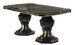 Table à manger rectangulaire extensible bois vernis laqué brillant noir et doré Lesly 185 à 230 cm - Photo n°1