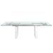 Table à manger rectangulaire extensible Dolima L 180/260 cm - Plateau en verre trempé et pieds en porcelaine blanche - Photo n°8