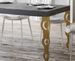 Table à manger rectangulaire orientale gris béton et pieds métal doré Kazay 180 cm - Photo n°3