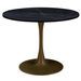 Table à manger ronde bois effet marbre noir et bronze Kandra - Photo n°1