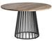 Table à manger ronde bois massif marron et pieds acier noir kaiver 120 cm - Photo n°1