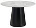 Table à manger ronde BRITO Ø120 – Effet marbre & métal noir - Photo n°1