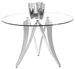 Table à manger ronde design Beniza 120 cm - Plateau verre trempé et pieds métal blanc brillant - Photo n°1