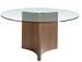 Table à manger ronde design en bois couleur noyer et verre transparent Trina 150 cm - Photo n°4