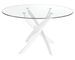 Table à manger ronde design Princia - Plateau en verre transparent et pied en acier blanc - Photo n°1